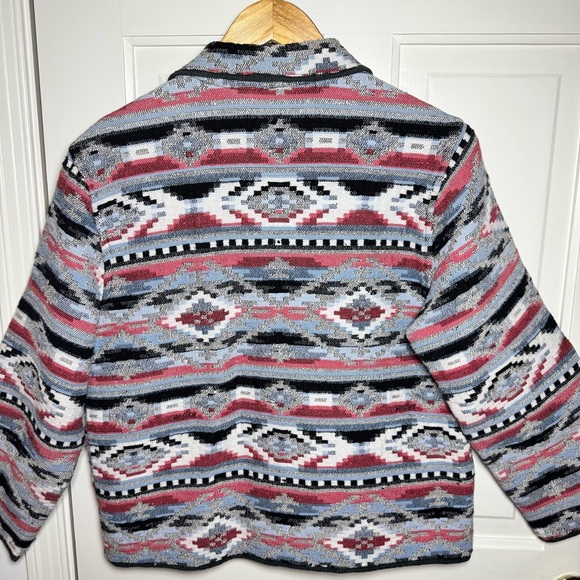 VTG Jane Ashley Tapestry Jacket Blazer Womens Sz L Southwestern Aztec Tribal Y2K - Picture 2 of 8